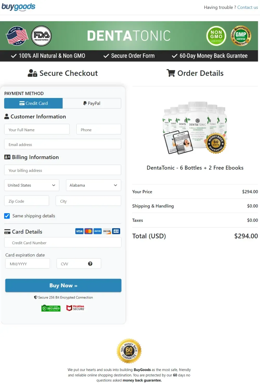 DentaTonic order page